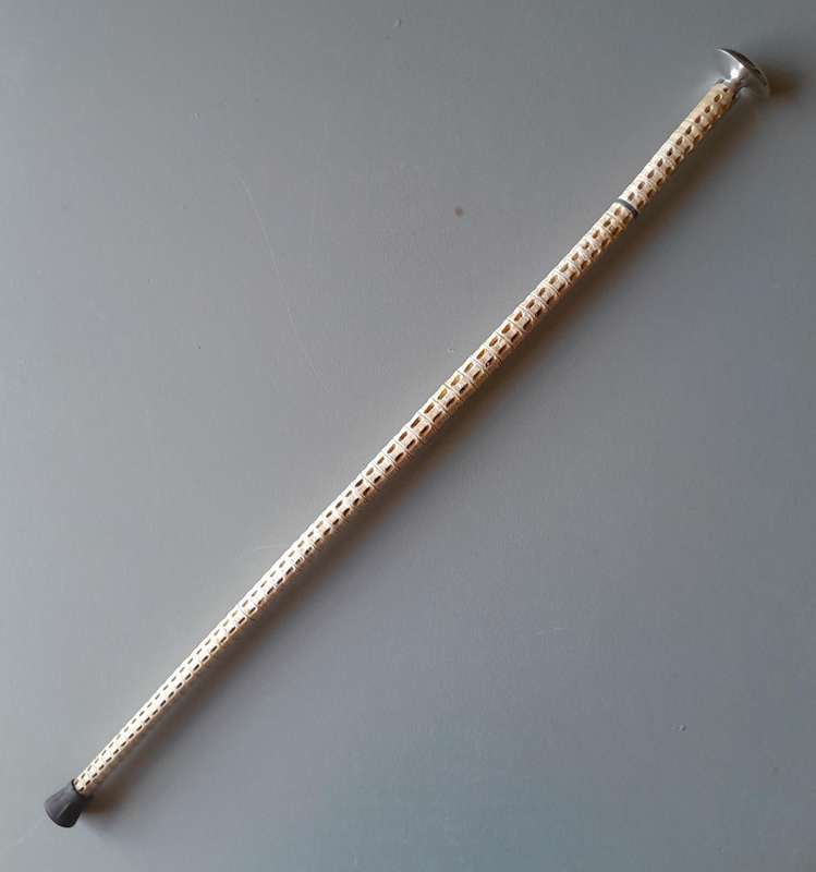 Antique Hugo Bohm Silver Topped Vertebrae Walking Stick. Modernist. Circa 1900.