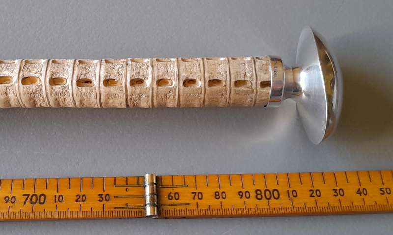 Antique Hugo Bohm Silver Topped Vertebrae Walking Stick. Modernist. Circa 1900.