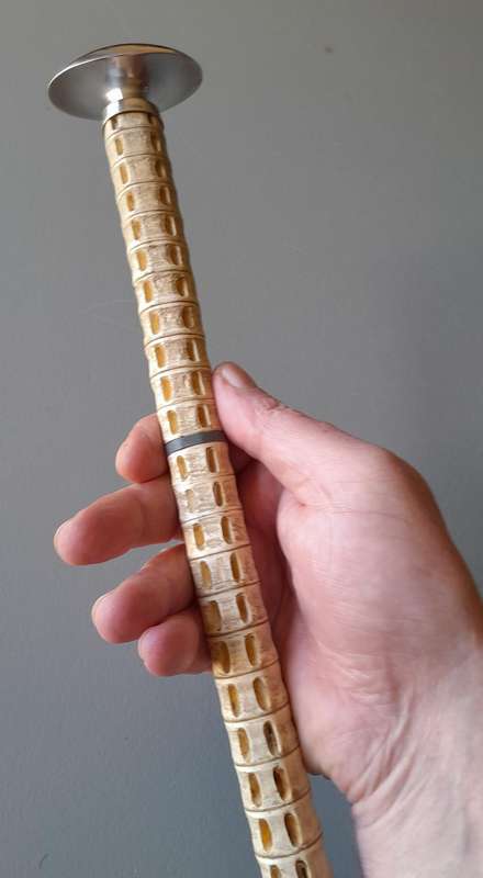 Antique Hugo Bohm Silver Topped Vertebrae Walking Stick. Modernist. Circa 1900.