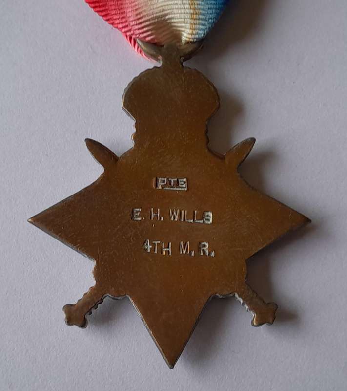 WW1 1914 - 1915 Star Medal to PTE. E.H. WILLS 4TH M.R. (4th Mounted Rifles).