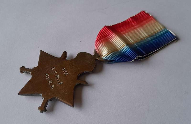 WW1 1914 - 1915 Star Medal to PTE. E.H. WILLS 4TH M.R. (4th Mounted Rifles).