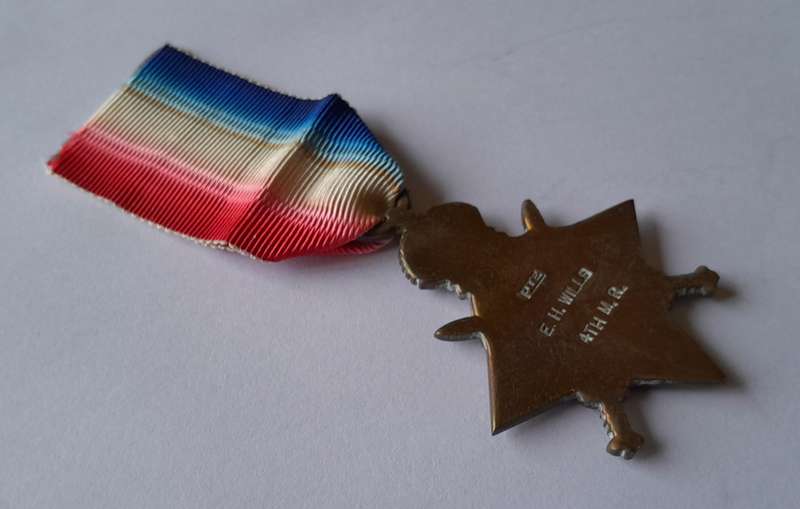 WW1 1914 - 1915 Star Medal to PTE. E.H. WILLS 4TH M.R. (4th Mounted Rifles).