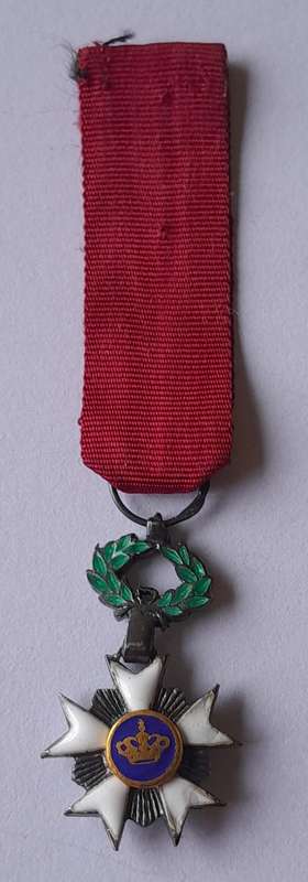 Belgium "Order of the Crown" Knight's Cross Miniature Medal.