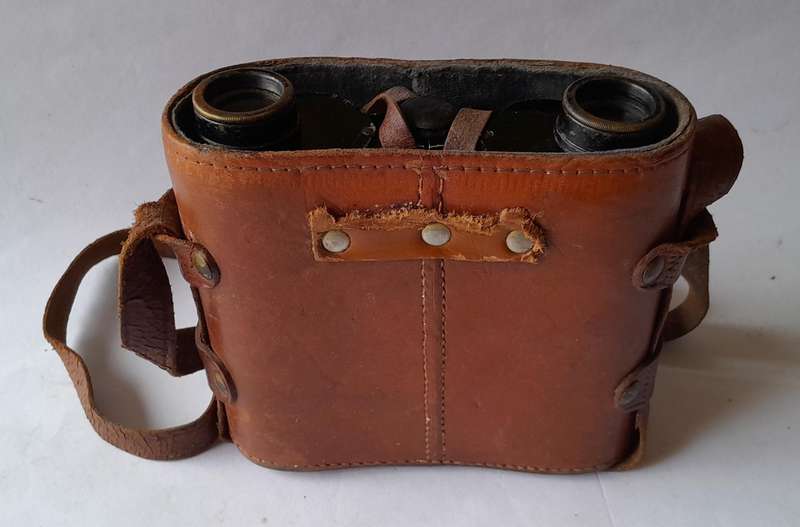 WW2 Pair French Deraisme Fabi Lonrop Roof-Prism Binoculars With Leather Case.