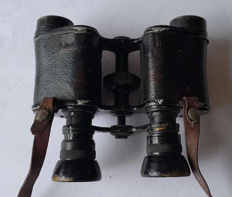 WW2 Pair French Deraisme Fabi Lonrop Roof-Prism Binoculars With Leather Case.