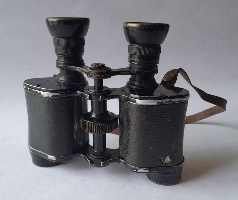 WW2 Pair French Deraisme Fabi Lonrop Roof-Prism Binoculars With Leather Case.