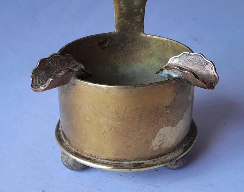 WW2 1941 SA Army North Africa "Springbok" Trench Art Ashtray.  Made With Shell And Egyptian Coins.