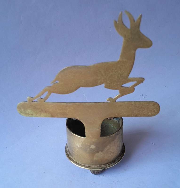 WW2 1941 SA Army North Africa "Springbok" Trench Art Ashtray.  Made With Shell And Egyptian Coins.
