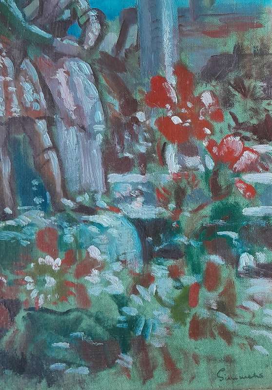 SA Artist Robert Melvin Simmers (1907-1991) Oil Painting.  Gilt Framed.  55 x 44cm.