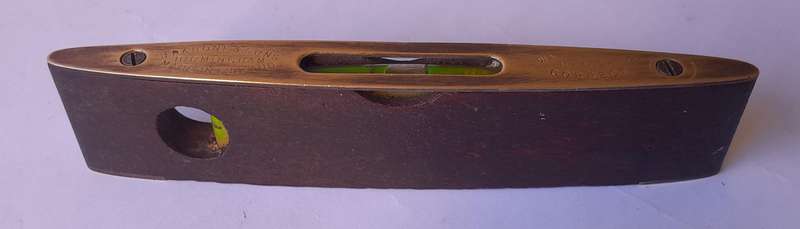 Vintage  J. Rabone & Sons No.1625 Brass & Walnut Torpedo Spirit Level. Rare Size.