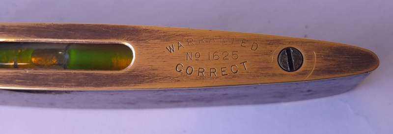 Vintage  J. Rabone & Sons No.1625 Brass & Walnut Torpedo Spirit Level. Rare Size.