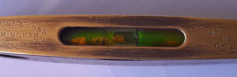 Vintage  J. Rabone & Sons No.1625 Brass & Walnut Torpedo Spirit Level. Rare Size.