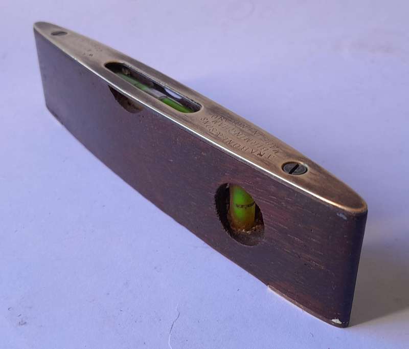 Vintage  J. Rabone & Sons No.1625 Brass & Walnut Torpedo Spirit Level. Rare Size.