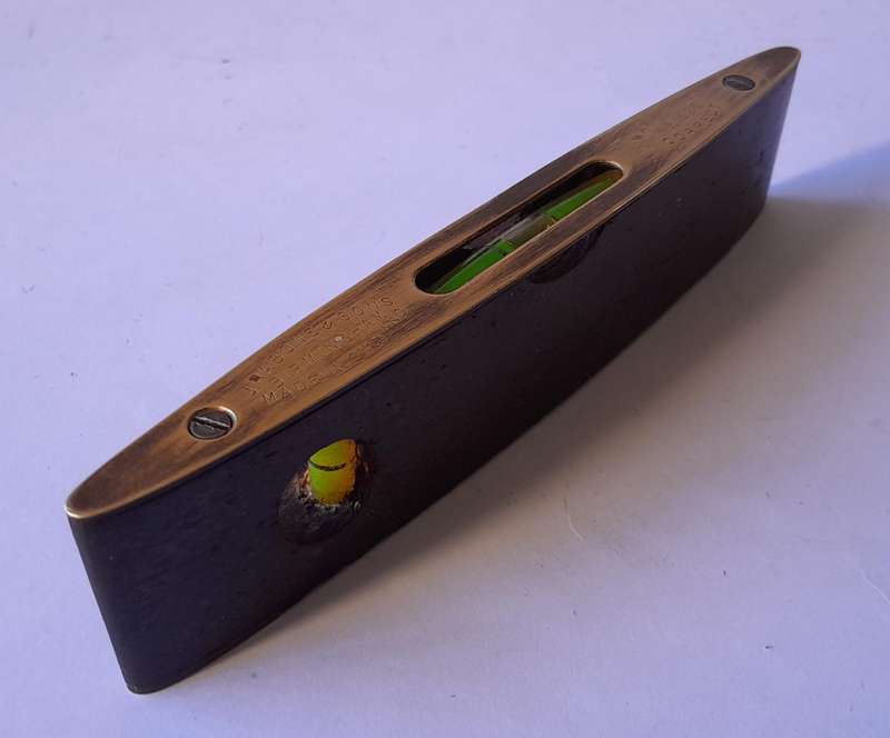 Vintage  J. Rabone & Sons No.1625 Brass & Walnut Torpedo Spirit Level. Rare Size.