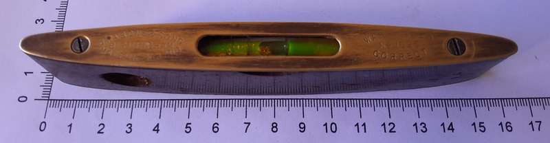 Vintage  J. Rabone & Sons No.1625 Brass & Walnut Torpedo Spirit Level. Rare Size.