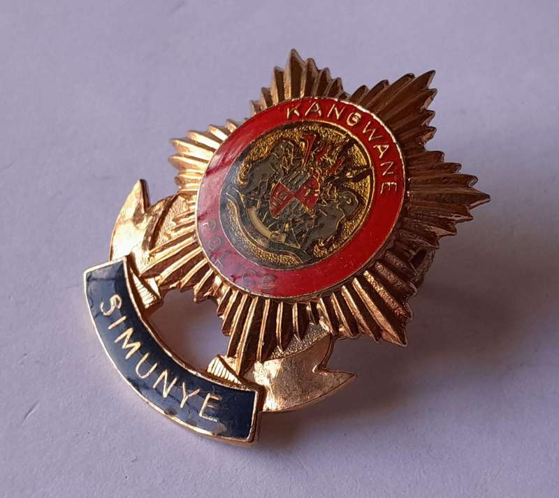 SA Homelands Kangwane Police Cap Badge.  Screw Lugs Intact.