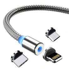 1pc 3-In-1 Magnetic Detachable Braided Fast Charging Cable