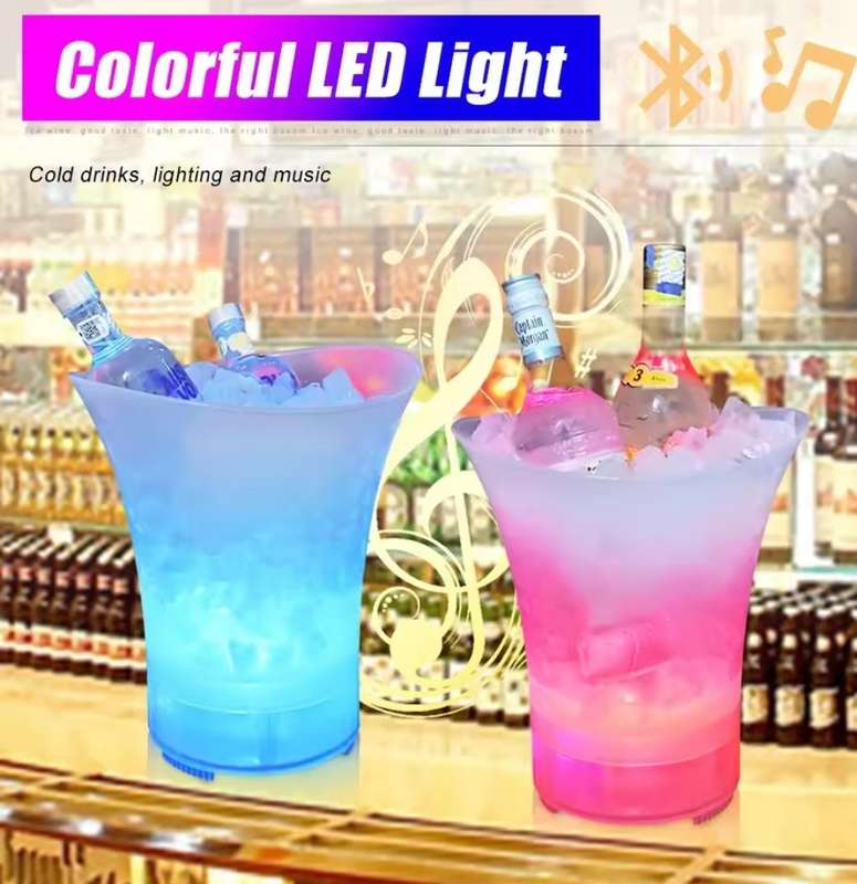 LED Ice Bucket with Bluetooth Speaker 5L Large Capacity Wine Beer Ice Bucket Drink Container Multi C