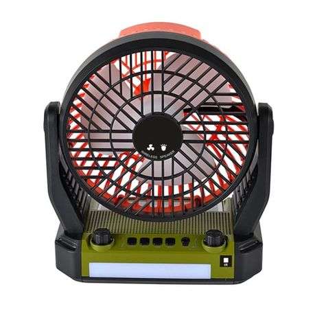 Solar Symphony: Desktop Cooling Fan with Speakers, LED Light, and FM Radio