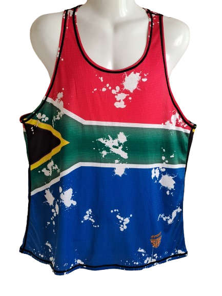 SA Flag mens running vest - Size 36