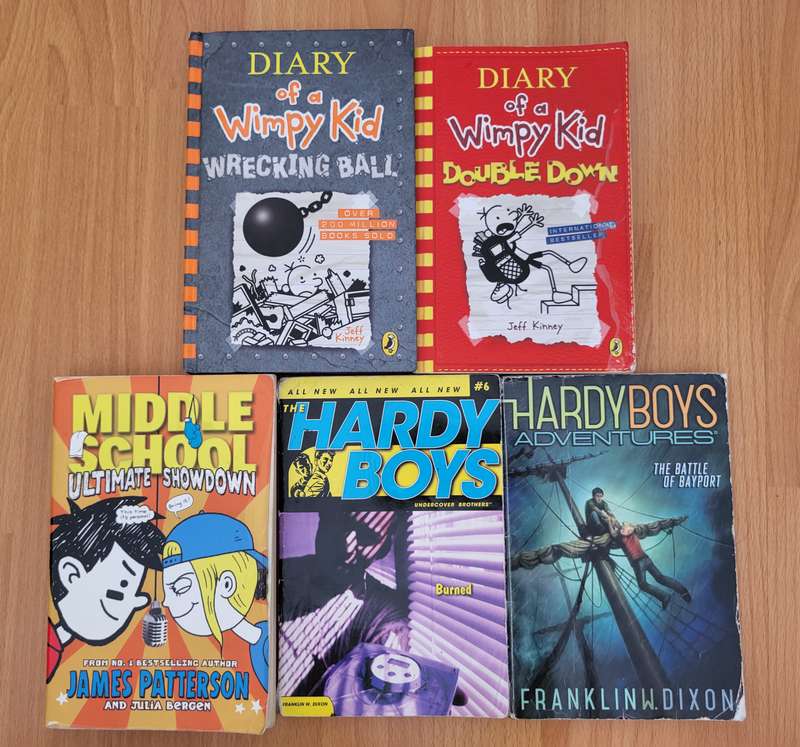 2 × DIARY OF A WIMPY KID, HARDY BOYS + OTHER TWEEN BOOKS