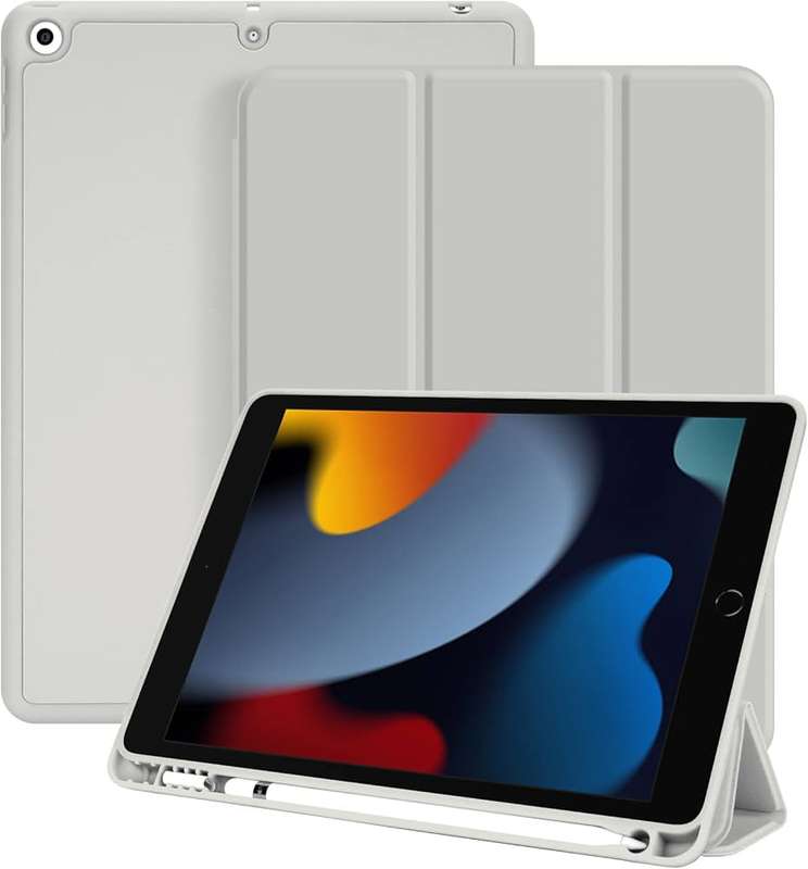 iPad 9th Gen Accessory Bundle | 2x Tempered Glass | Grey Magnetic Flap Cover