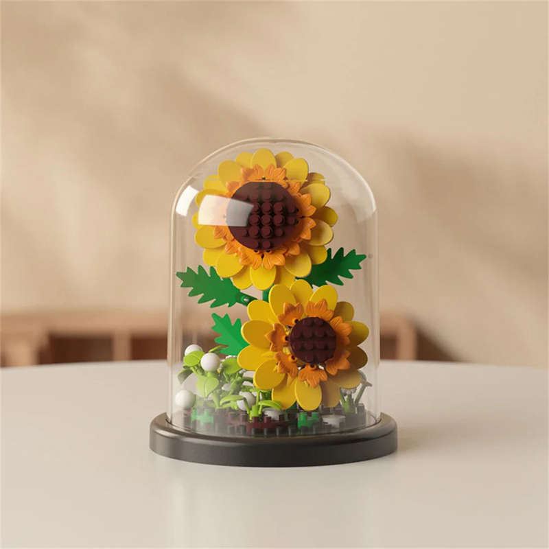 Eternal Sunflower Building Blocks | With Dome Cover