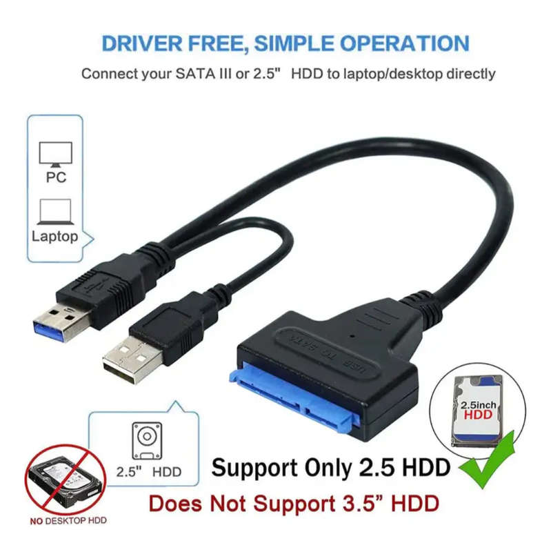 USB 3.0/2.0 To SATA Cable | Includes FREE USB 3.0 To USB Type C Adapter