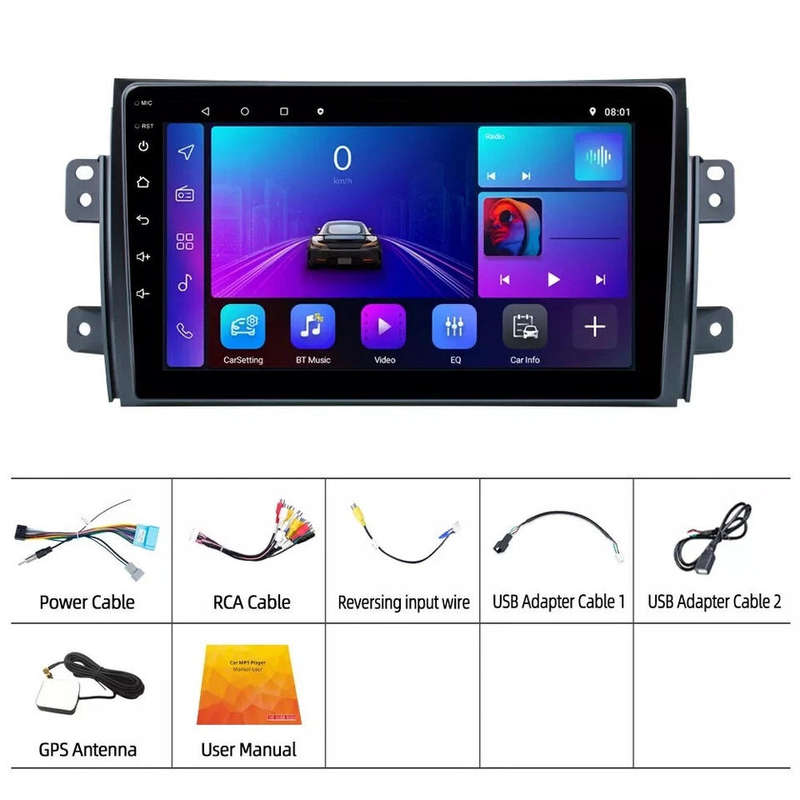 For SUZUKI SX4 2006-2013 Android 14 Car Stereo GPS Navi Carplay Touch Radio WIFI