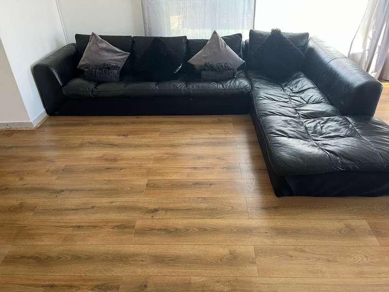 Genuine leather L shape couch