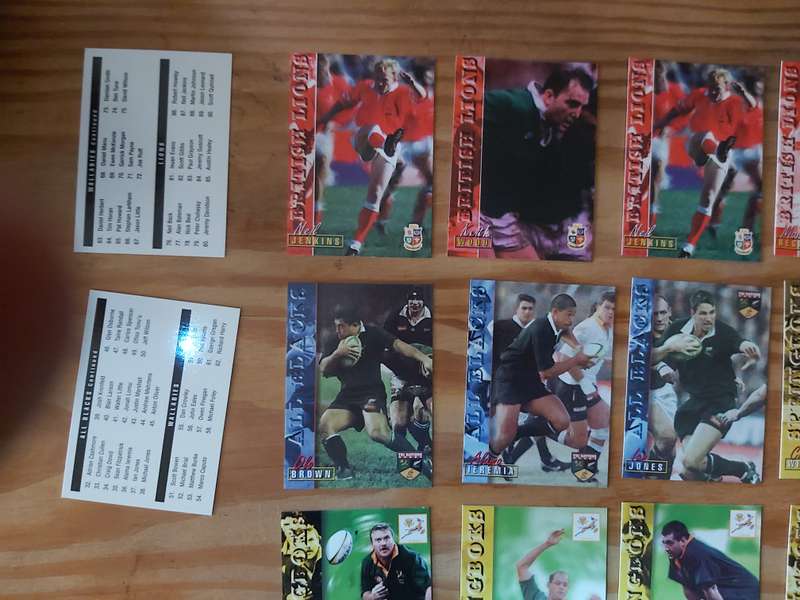 1997 RUGBY TRADING CARDS , BRITISH AND IRISH LIONS , ALL BLACKS AND SOUTH AFRICA WITH LEGENDS CARDS