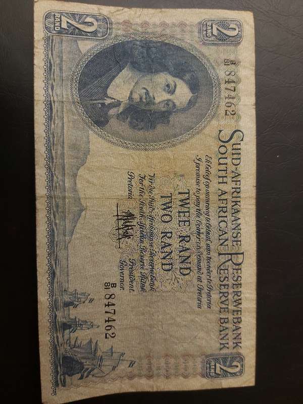2 RAND BANK NOTE MH DE KOCK