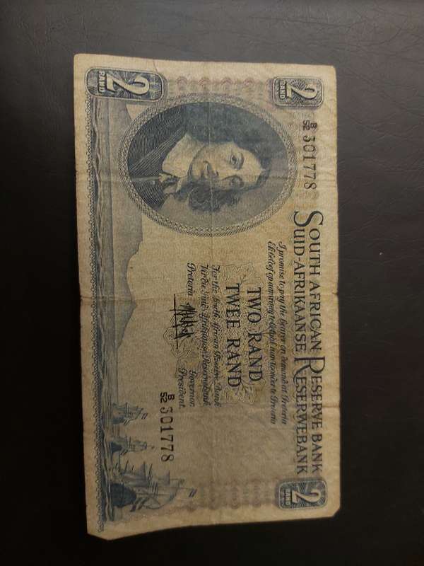 2 RAND BANK NOTE MH DE KOCK