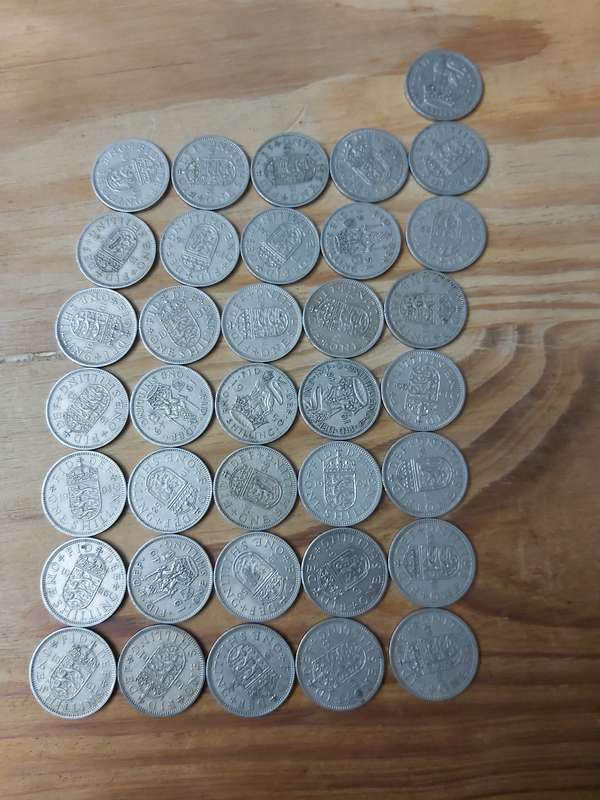 BRITISH 1 SCHILLING COINS. X36