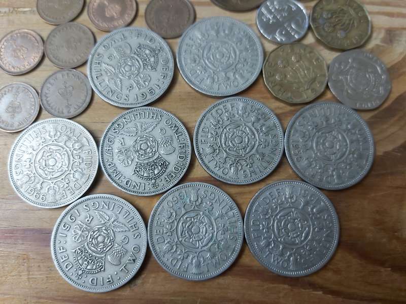 BRITISH COINS , 2 SCHILLINGS ETC.