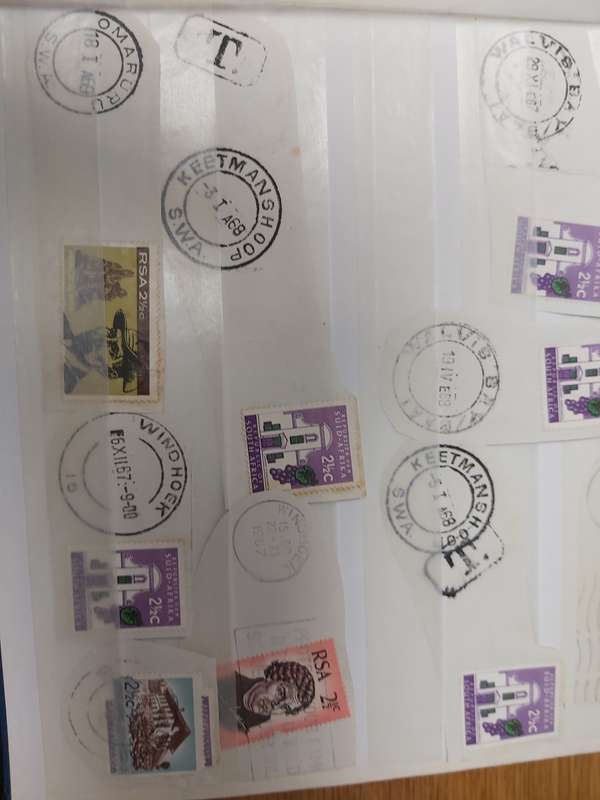 RSA STAMPS AND VERY GOOD CANCELLTIONS SA FROM 1968/1967, WITH SWA,RHODESIA, WALVISBAY AND USA CANCEL