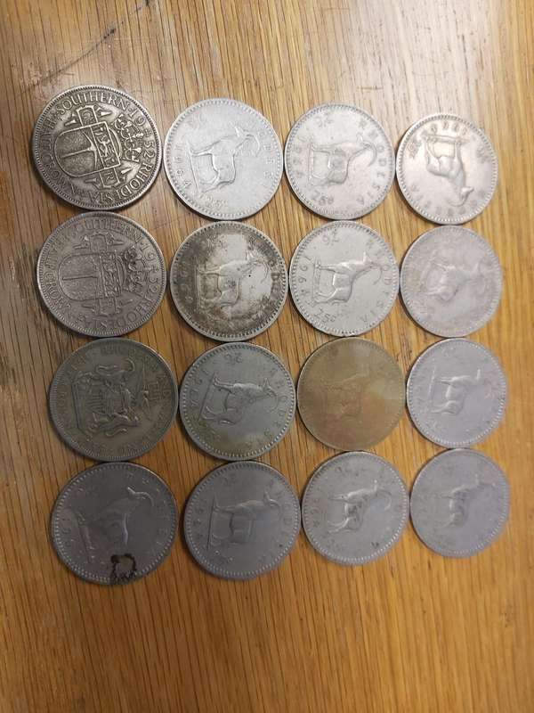 RHODESIA HALF CROWN COINS