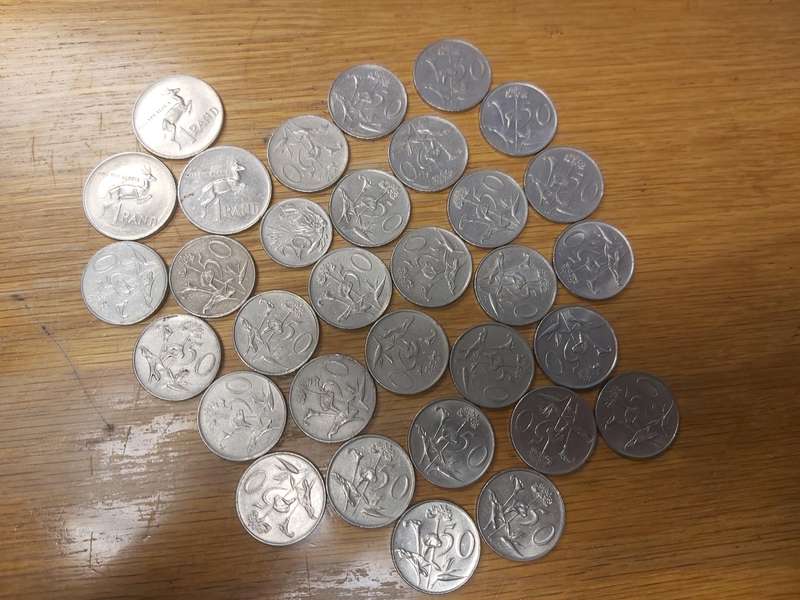South africa R1 and 50c coins