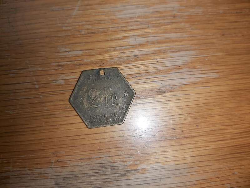 1943 BELGISH CONGO 2FR COIN