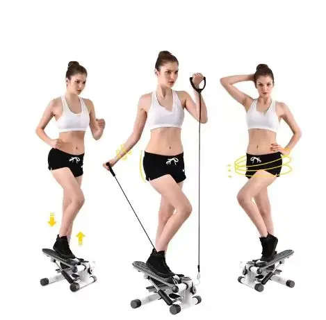 Dual Exercise Stepper With Resistance Bands, Electronic Display, Home Weight Loss Machine