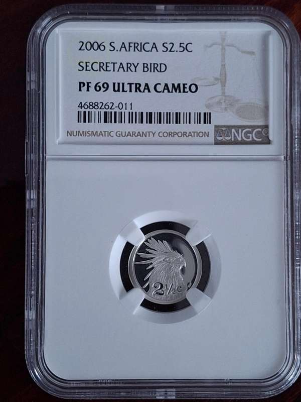 *** SECOND FINEST only 3 coins BETTER ****  PF69 - 2006 Silver 2½ c (Tickey) - SECRETARY BIRD
