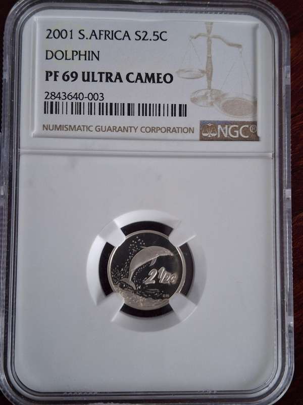 *** FINEST KNOWN only 11  coins ****  PF69 - 2001 Silver 2½ c (Tickey) -  DOLPHIN