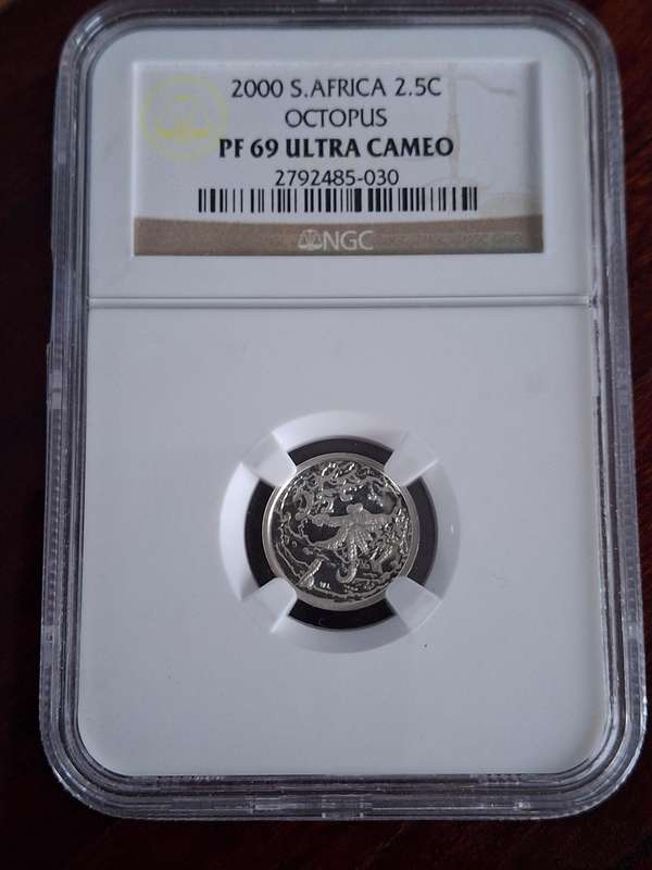 *** FINEST KNOWN only 14  coins ****  PF69 - 2000 Silver 2½ c (Tickey) -  OCTOPUS