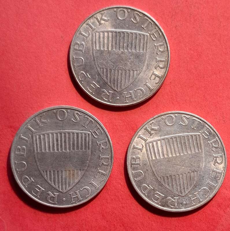 AUSTRIA 10 Schilling 1970, 1971 & 1972 - Silver coins  - your bid for all