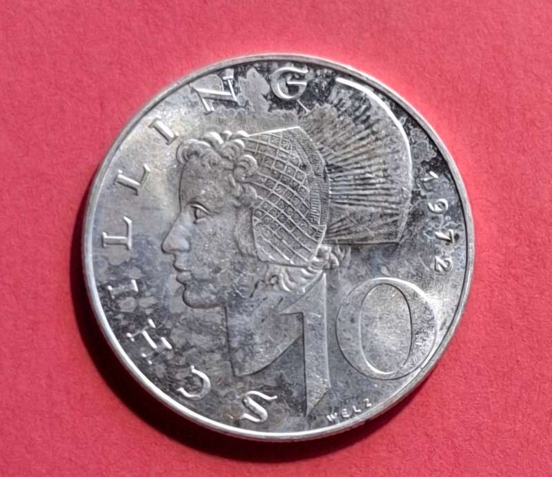 AUSTRIA 10 Schilling 1972 - Silver coin in superb condition