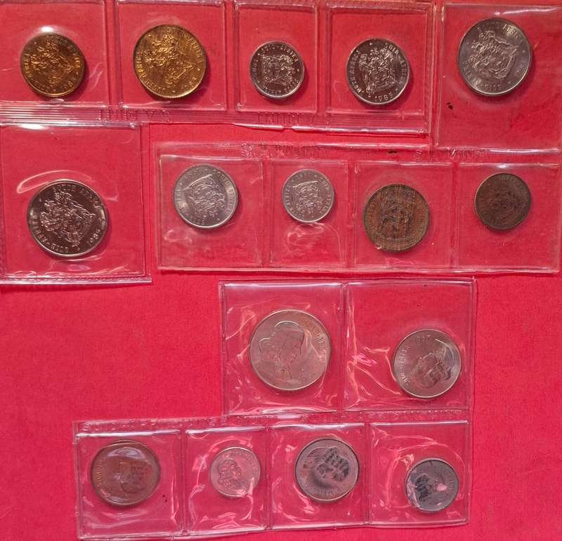 SOUTH AFRICA (Republic) UNC Cent collection 1967, 1981, 1985 - 16 coins in total! no doubles!!