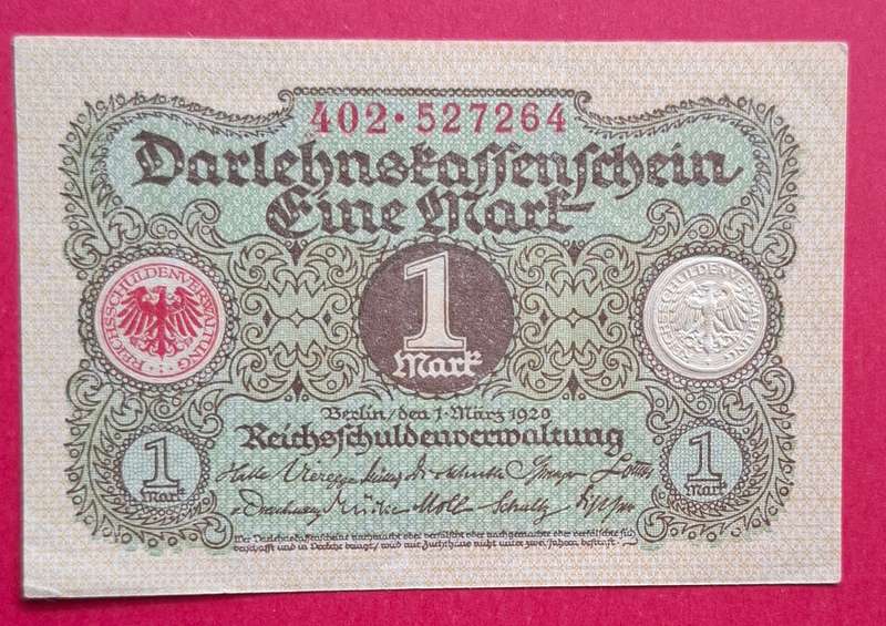 DEUTSCHES REICH 1 Mark 1920, (Darlehnskassenschein), Weimar Republic - UNC