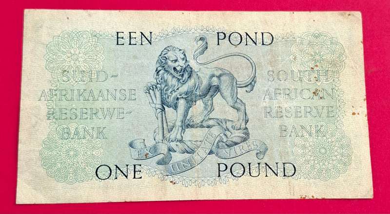 1 Pound 1950, E/A, MH de Kock, prefix B41, 2nd issue