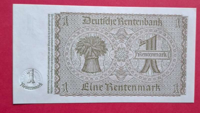 DEUTSCHES REICH 1 Rentenmark 1937, Reich Impression, Third Reich, UNC