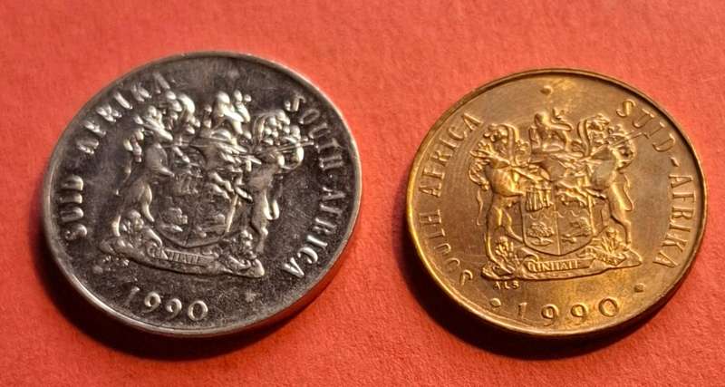 SOUTH AFRICA 20 Cent 1990 & 2c 1990 - in excellent condition!!